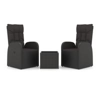 Garden Lounge Set 3 Piece Outdoor Lounge Set Table and Chair Black vidaXL