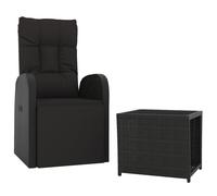 vidaXL Garden Lounge Set 2 Piece Black Poly Rattan and Steel Outdoor Sofa Set