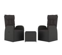 (solid acacia wood) vidaXL Garden Lounge Set 3 Piece Outdoor Lounge Set Table and Chair Black