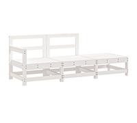 Garden Lounge Set 3 Piece Outdoor Sectional Sofa White Solid Wood Pine vidaXL