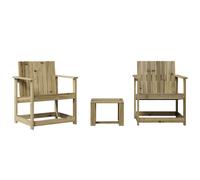 vidaXL Garden Lounge Set 3 Piece Outdoor Table and Chair Impregnated Wood Pine
