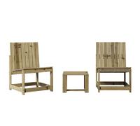 vidaXL Garden Lounge Set 3 Piece Outdoor Table and Chair Impregnated Wood Pine
