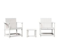 vidaXL Garden Lounge Set 3 Piece Outdoor Table and Chair White Solid Wood Pine