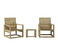 Garden Lounge Set 3 Piece Outdoor Table and Chairs Solid Wood Pine vidaXL