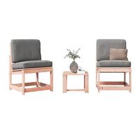 Garden lounge set 3-piece solid pine wood natural douglas chairs 50.5x55x77cm