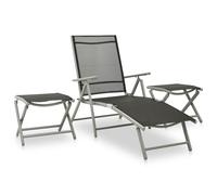 Garden Lounge Set 3 Piece Textilene and Aluminium Seats Black/Silver vidaXL