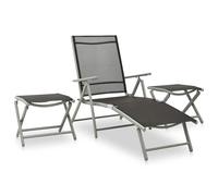 Garden Lounge Set 3 Piece Textilene and Aluminium Seats Black/Silver vidaXL