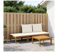 Garden Lounge Set 3-seater 60x70x65cm Solid Acacia Wood Rope Beige/Cream Oiled