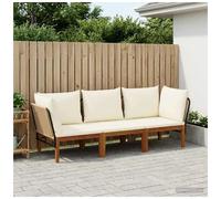 Garden lounge set 3-seater beige cream acacia wood rope modular eco 70x70x65cm