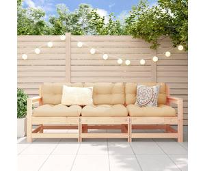 Garden lounge set 3pc Grey pinewood 62x66x70.5cm corner middle footstool seats60