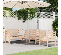Garden lounge set 3pc solid natural pine 2 chairs + bench 111.5x61.5x71cm rustic