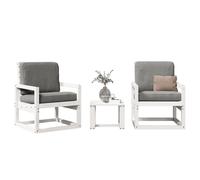 Garden lounge set 3pc White solid pine wood slatted chairs 40x38x28.5cm armrest