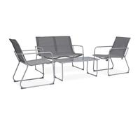 Garden Lounge Set 4 Piece Fabric & Steel Grey Table 2 Chairs and Bench vidaXL
