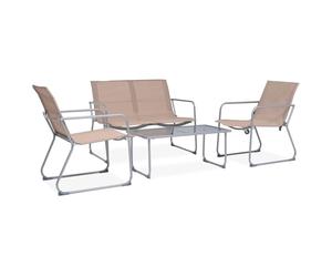 Garden Lounge Set 4 Piece Fabric & Steel Taupe Table 2 Chairs and Bench vidaXL