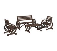 Garden Lounge Set 4 Piece Outdoor Table and Chairs Set Solid Wood Fir vidaXL