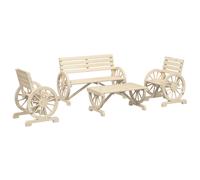 vidaXL Garden Lounge Set 4 Piece Outdoor Table and Chairs Set Solid Wood Fir
