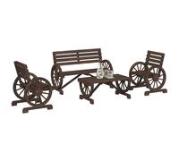 Garden lounge set 4-piece Solid fir wood Brown Adirondack bench 131.5x57x77.5 cm