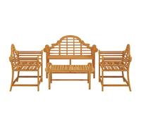 Garden Lounge Set 4 Piece Solid Wood Teak Wooden Table Chair Patio vidaXL