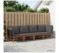 Garden lounge set 4pc solid acacia wood black rope anthracite cushions 70x70 cm