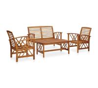 Garden lounge set 4pc Solid Acacia Wood Brown Bench 119x67x83cm Table102x50x43cm