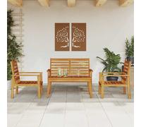 Garden Lounge Set 4pcs Solid Acacia Wood Brown Table, 103x58x45cm Bench120x68cm