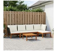 Garden Lounge Set 5 seat Black & Cream Acacia Wood Rope Modular 60x70x65cm Oiled