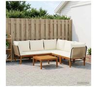 Garden lounge set 5-seater modular acacia wood & rope beige cream 60x70x65cm pcs