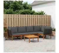 Garden lounge set 5-seater Solid Acacia & Rope Black Anthracite 60x70x65cm Oiled