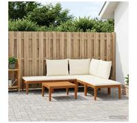 Garden Lounge Set 5pc Black & Cream White Acacia Wood Rope 60x70x65cm Modular XL