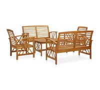 Garden Lounge Set 5pc Brown Solid Acacia Wood Coffee Table 102x50x43cm Classics