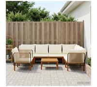 Garden Lounge Set 6-pc Beige & Cream White Solid Acacia Wood Modular 60x70x65cm