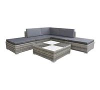 Vidaxl 6 Piece Garden Lounge Set With Cushions Poly Rattan Grey