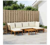 Garden lounge set 6-seater beige cream acacia wood rope modular 60x70x65cm incl