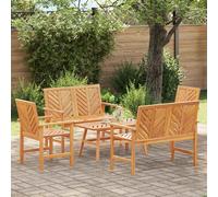 Garden Lounge Set 6-Seater Brown Solid Acacia Wood Patio Table and Bench Comfort