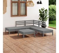 Garden lounge set 6pc Solid pinewood grey 63.5x63.5x62.5cm modular patio corner