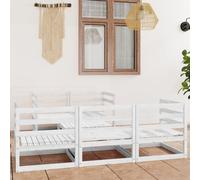 Garden lounge set 6pc Solid Pinewood White 70x70x67cm Modular Corner Outdoor Set