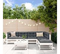 Garden Lounge Set 7pc Grey Solid Pinewood Outdoor Modular 57.5 x 63.5 x 60 cm UK