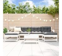 Garden Lounge Set 7pc White Solid Pinewood Modular 66x62x70.5cm Outdoor Corners