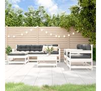 Garden lounge set 7pc white solid pinewood slatted seating 66x62x70.5 cm