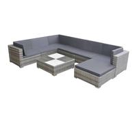 Garden Lounge Set 8 Piece with Cushions Poly Rattan Grey Chaise vidaXL