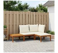Garden Lounge Set Beige & Cream 3-Seater Modular Acacia Rope 60x70x65cm Oiled.