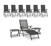 Garden Lounge Set Black Anthrac. Aluminium Textilene 9pc 178x61.5x60cm Foldable