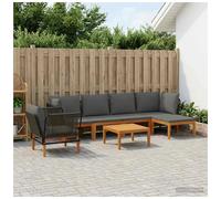 Garden lounge set Black Anthracite 60x70x65cm Solid Acacia Wood Rope 6-seater .