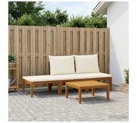 Garden Lounge Set Black & Cream White 3-Seater 60x70x65cm Solid Acacia Rope ECO