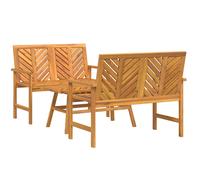 Garden Lounge Set 4pc Brown Solid Acacia Wood 2 Chairs Bench Table Outdoor Patio