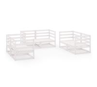Garden Corner Sofa Set White Solid Pinewood 6pc 70x70x67cm Modular OutdoorReady