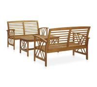 vidaXL Solid Acacia Wood Garden Lounge Set 3 Piece Patio Outdoor Furniture Set