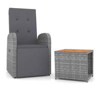 (armchair + table) vidaXL Garden Lounge Set Grey Poly Rattan & Solid Wood Acacia Multi Models