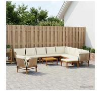 Garden Lounge Set Modular 11-Seater Beige Cream Acacia Wood Rope 60x70x65 Oiled