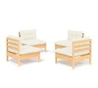 Garden Lounge Set Modular Sofa with Cream Cushions 4 Piece Pinewood vidaXL